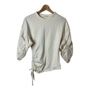 Zara W & B Ivory 3/4 Ruched Sleeve & Side Top Women's Size S